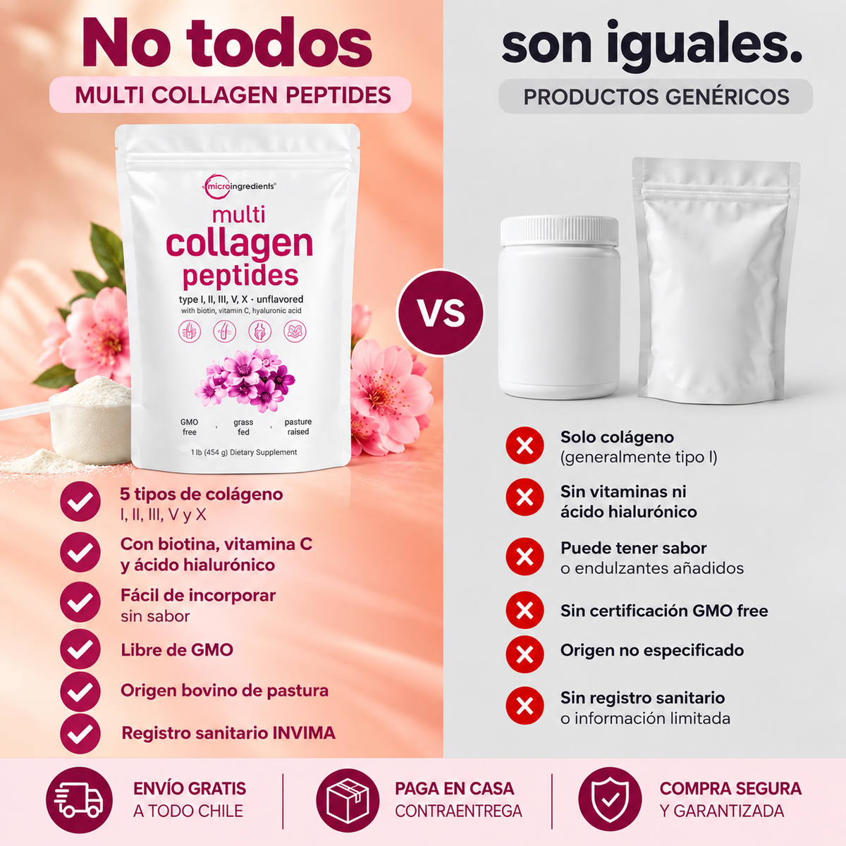 Multi Collagen Peptides-5 en 1 · Sin Sabor, Directo a tu Café