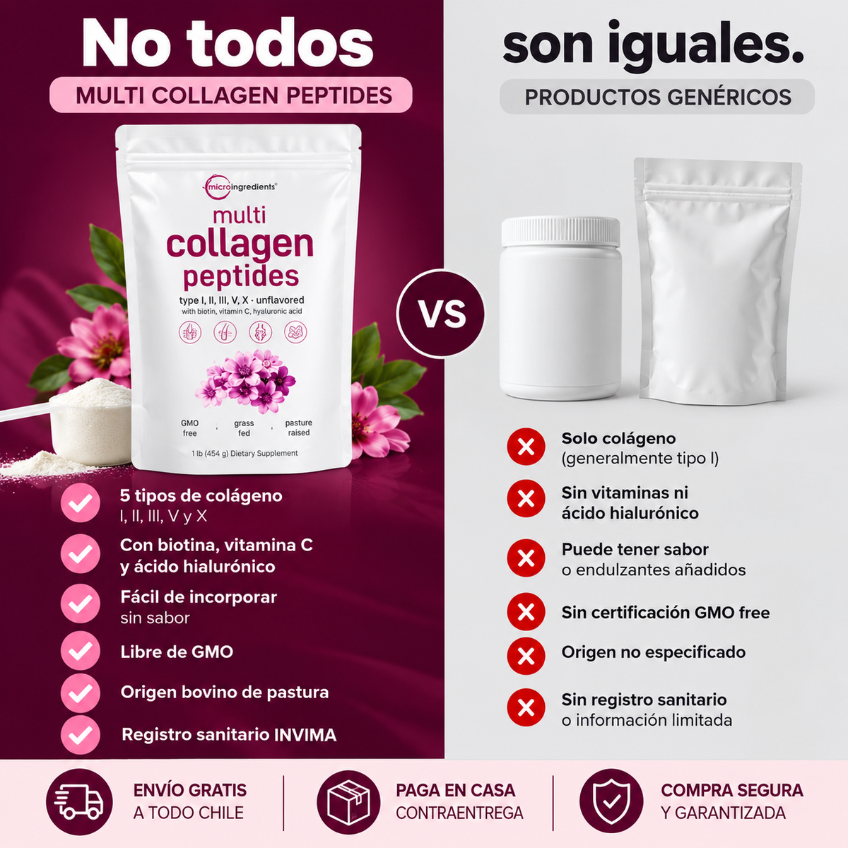 Multi Collagen Peptides-5 en 1 · Sin Sabor, Directo a tu Café
